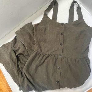 Nicole Miller Forest Green Button Up / Down Tank Top Strap Dress